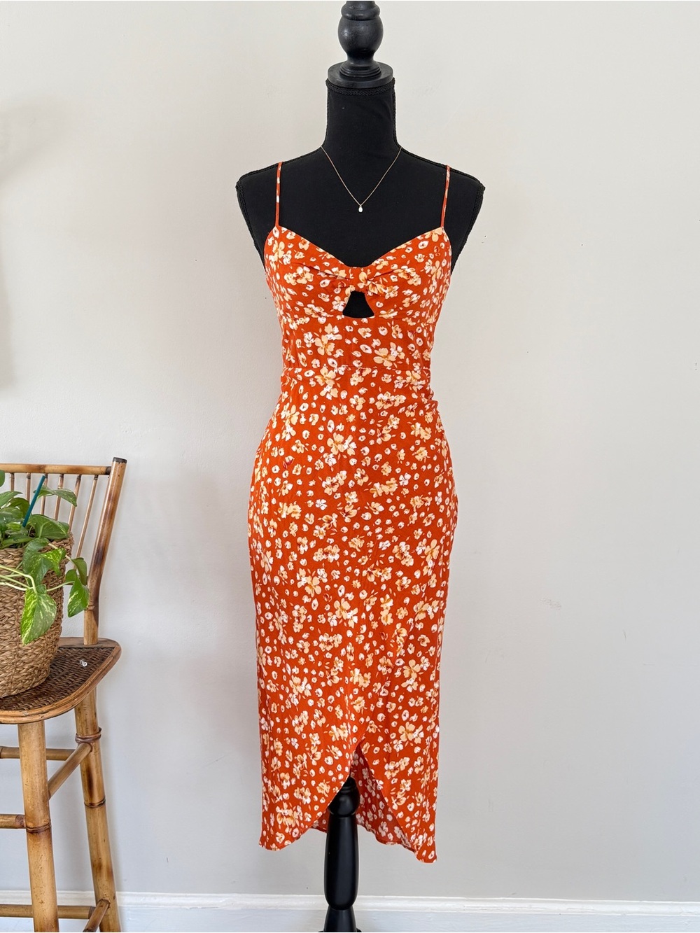 Bright Orange Floral Sundress